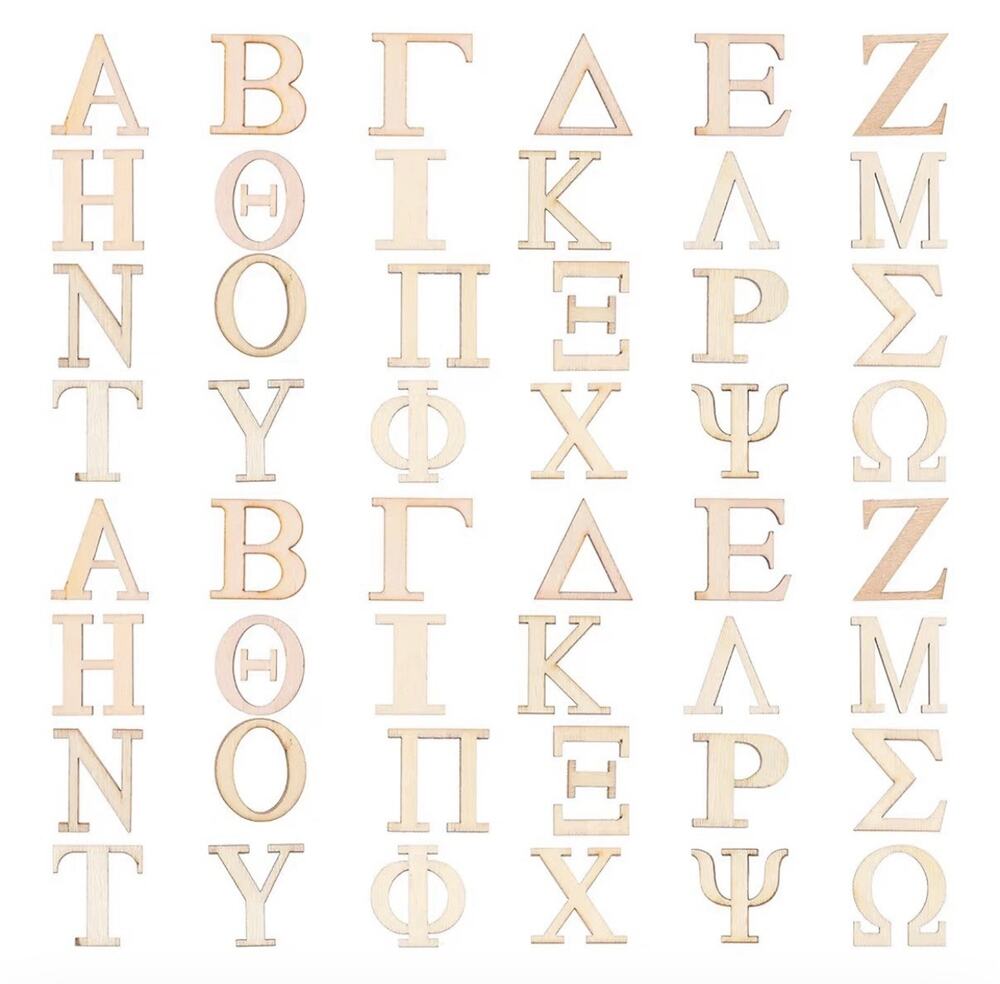 1 Inch 70 Pcs Wood Greek Letters, Unfinished Wooden Alphabet Letters for Sororit